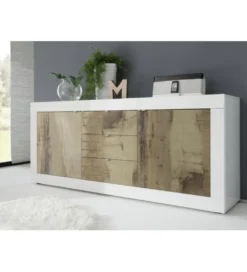 Komoda BASIC 210 cm biała z dodatkiem koloru klon Pero