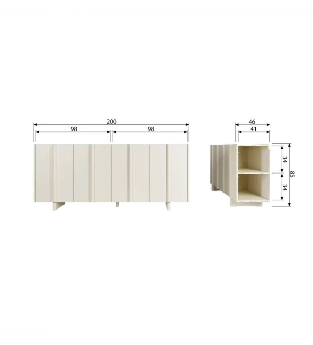 Komoda BASU 200 cm drewno sosny dust