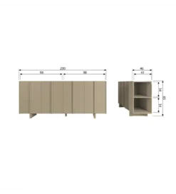 Komoda BASU 200 cm drewno sosny piaskowa