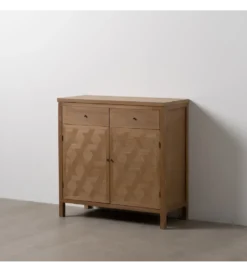 Komoda BATARU 90 cm drewno paulowni naturalna