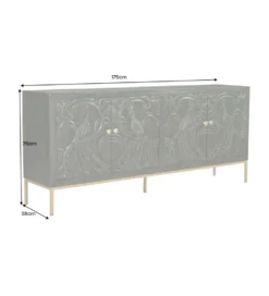 Komoda 3D PEACOCK 175 cm drewno mango ciemnozielona