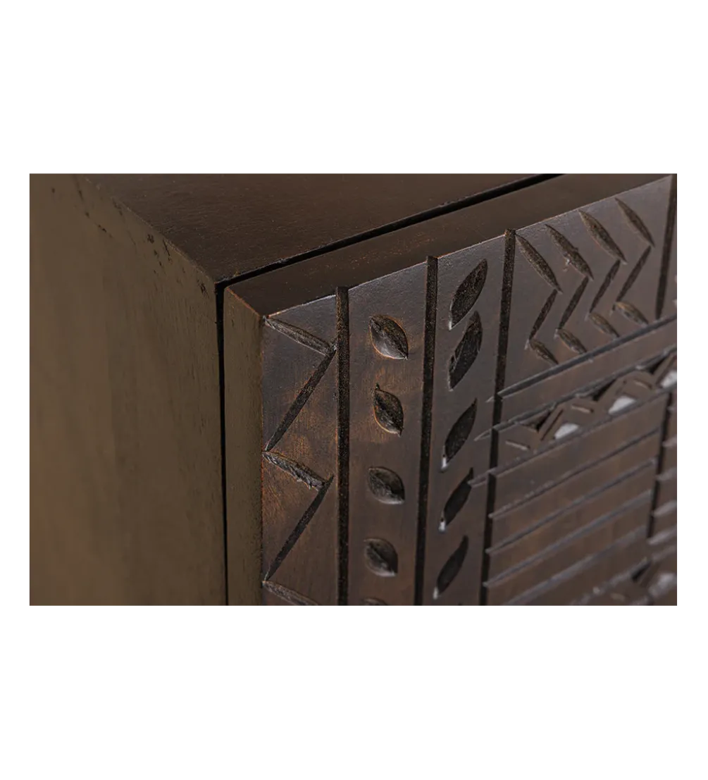 Komoda 3D TRIBAL 180 cm drewno mango ciemny brąz