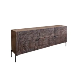 Komoda 3D TRIBAL 180 cm drewno mango ciemny brąz