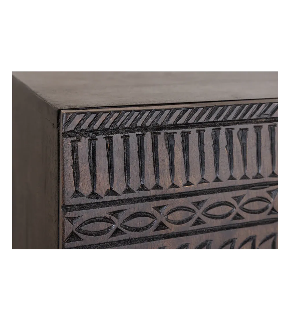Komoda 3D TRIBAL 120 cm drewno mango ciemny brąz