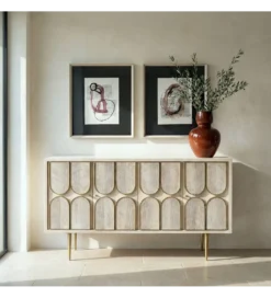 Komoda ESPAZERO 152 cm drewno mango biała