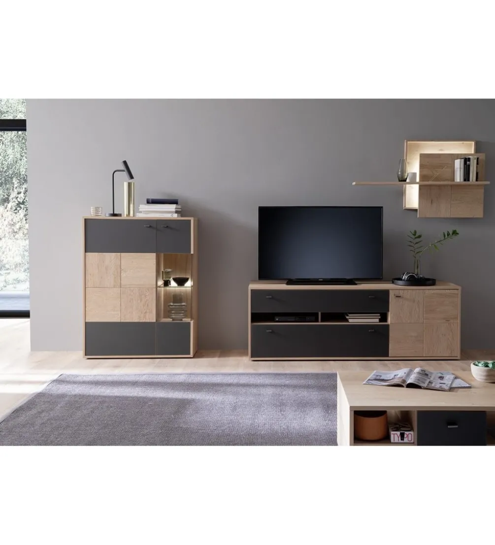 Komoda ESPERO 156 cm Dąb Sękaty W Kolorze Bianco