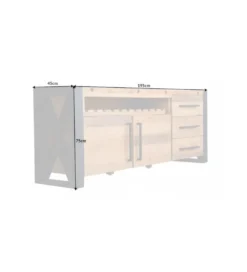 Komoda FACTORY Thor 195 cm drewno sosna brąz