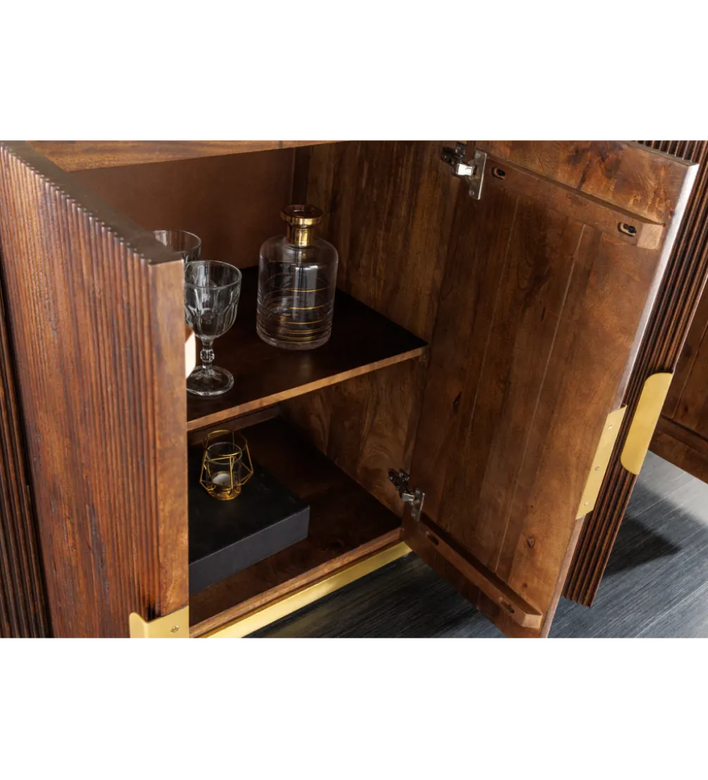 Komoda GATSBY 170 cm drewno mango blat biały marmur