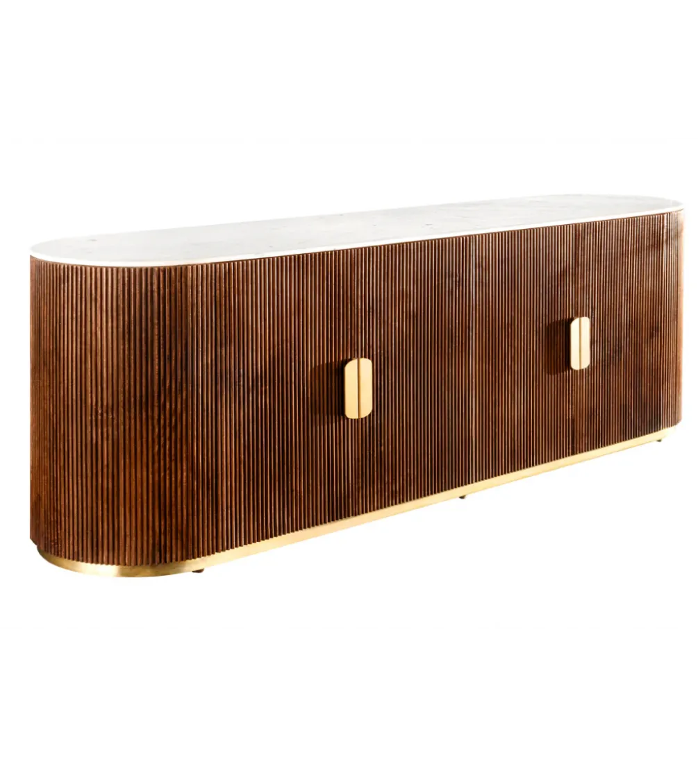 Komoda GATSBY 170 cm drewno mango blat biały marmur