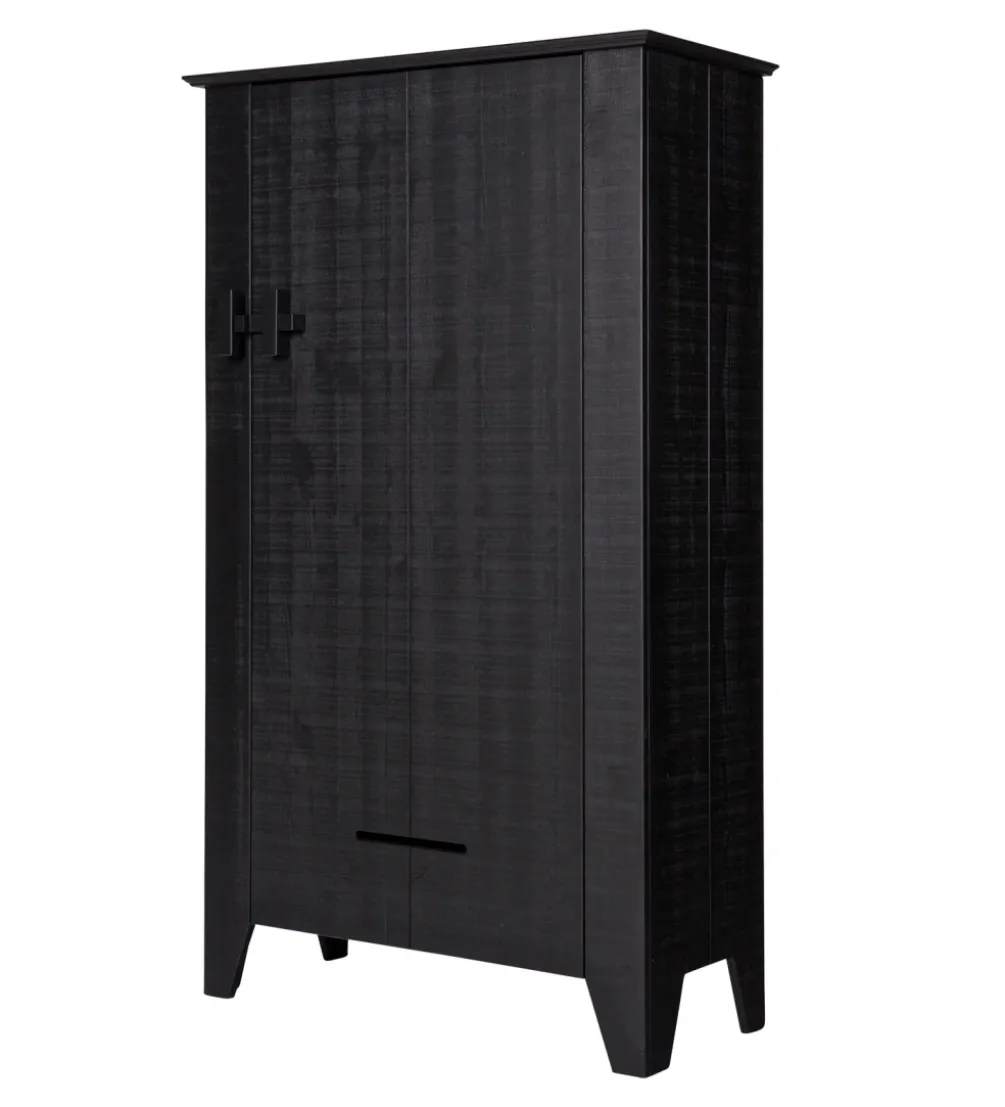 Komoda GIJS 142 cm drewno sosna czarna