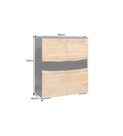 Komoda GRAND ACACIA 120 cm drewno akcja LED