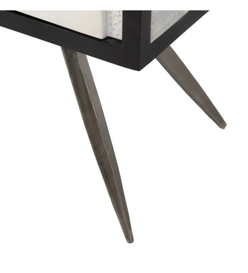 Komoda HALENSA 102 cm drewno mango czarnobiała