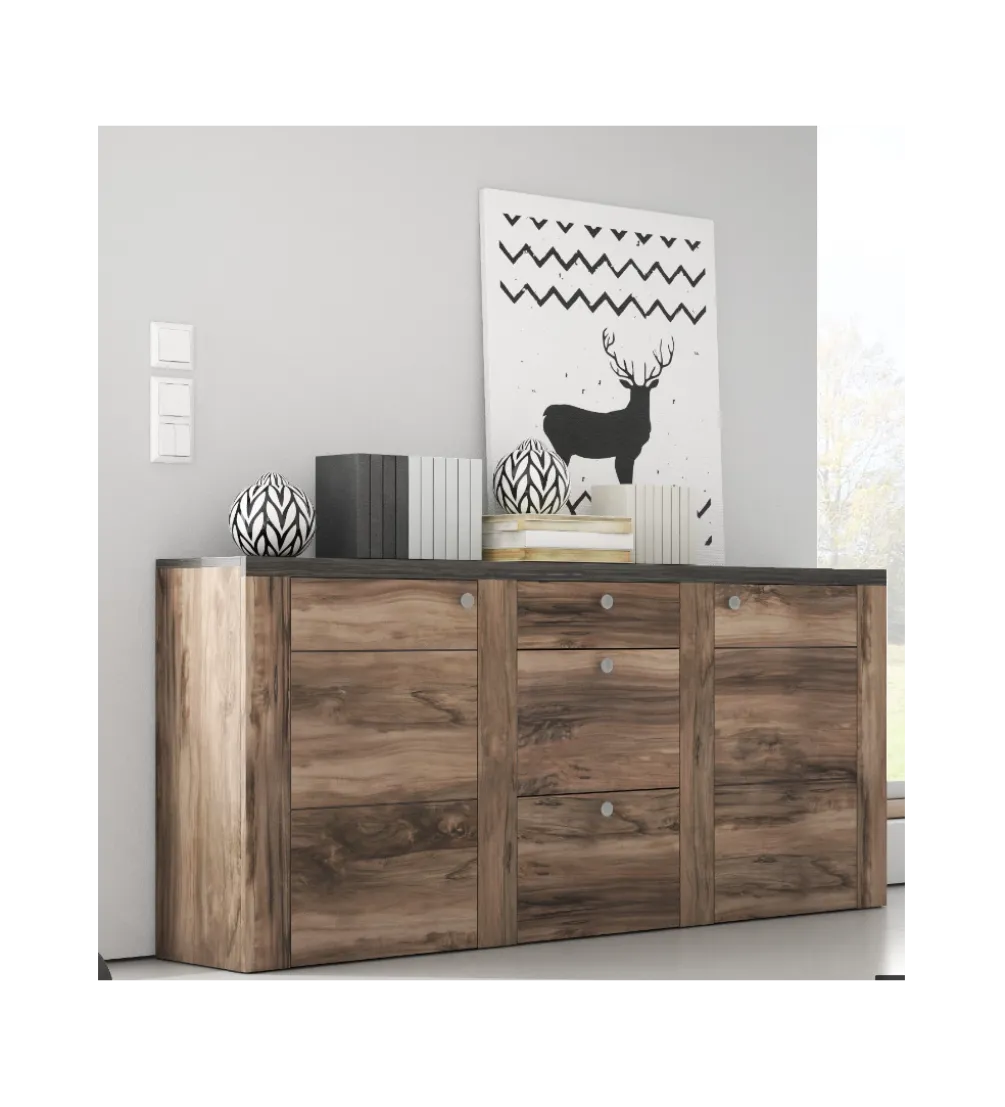 Komoda LARONA 176 Cm O Wybarwieniu Satin Nussbaum z kolorem Touchwood