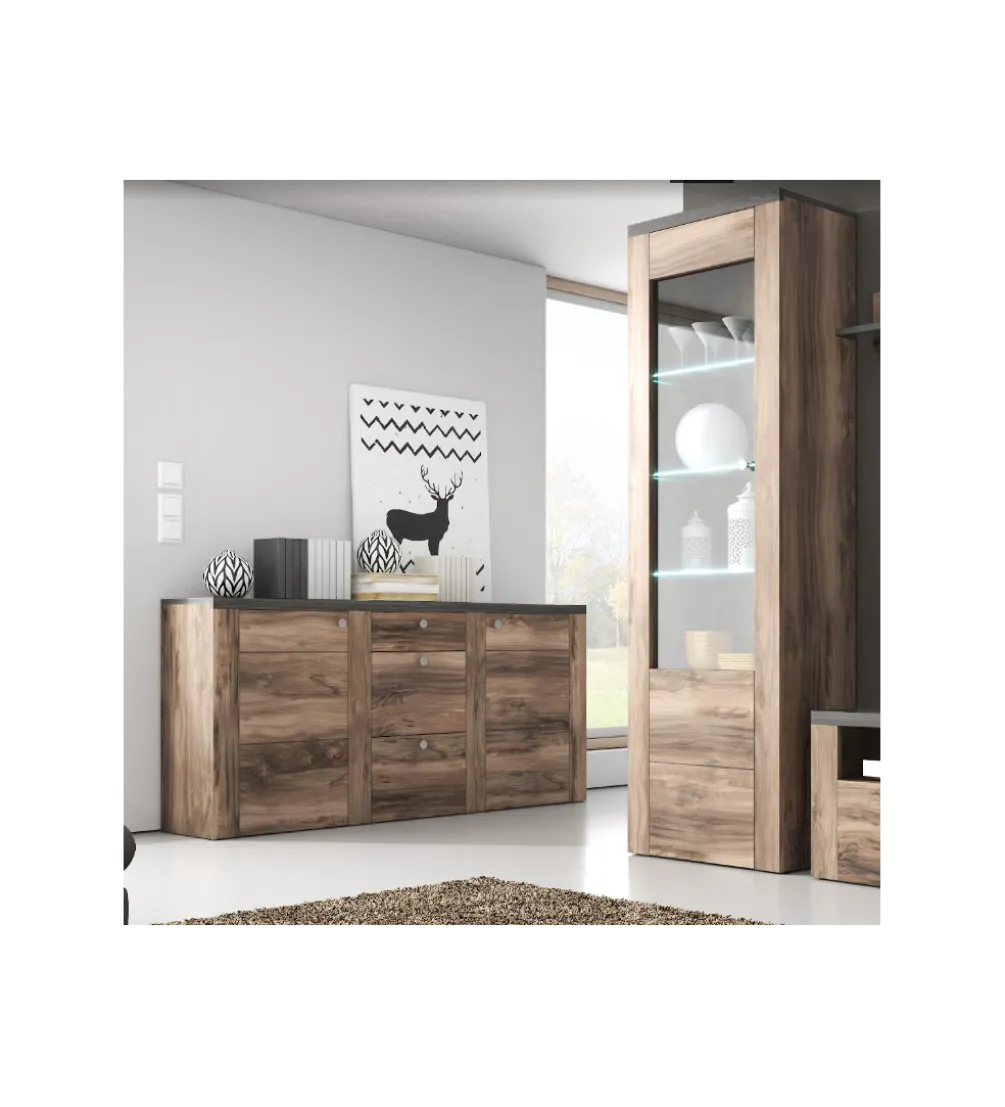 Komoda LARONA 176 Cm O Wybarwieniu Satin Nussbaum z kolorem Touchwood