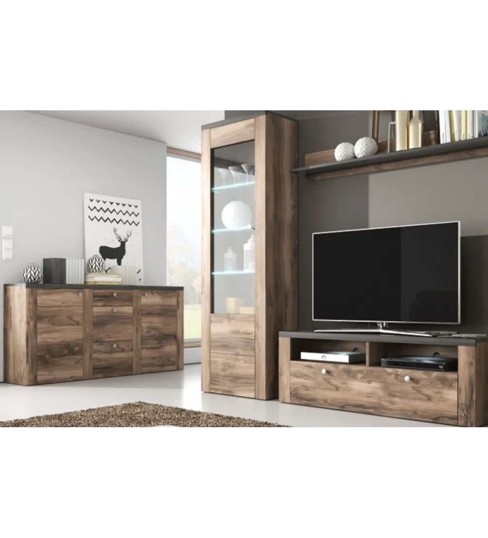 Komoda LARONA 155 Cm O Wybarwieniu Satin Nussbaum Z Kolorem Touchwood