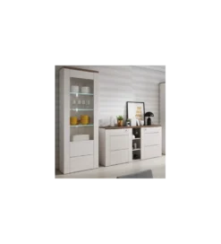 Komoda LARONA 155 cm o wybarwieniu Sonoma Trufel z kolorem Sibiu Larche