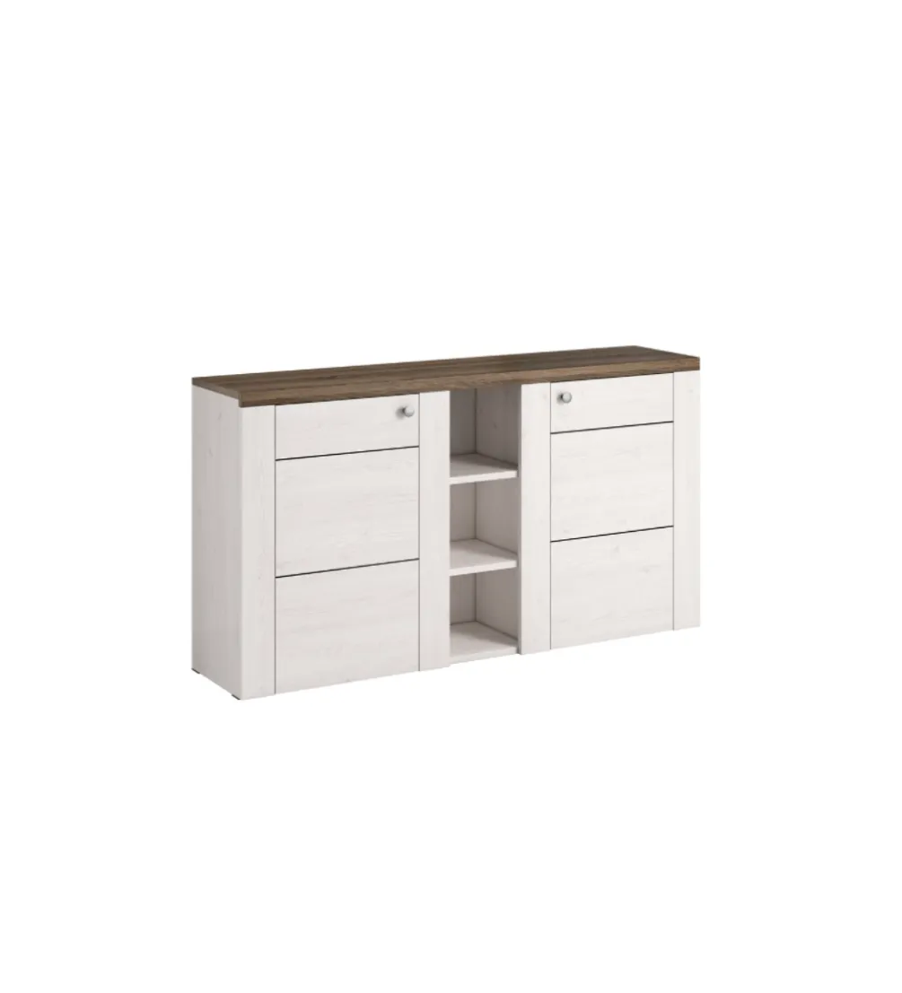 Komoda LARONA 155 cm o wybarwieniu Sonoma Trufel z kolorem Sibiu Larche