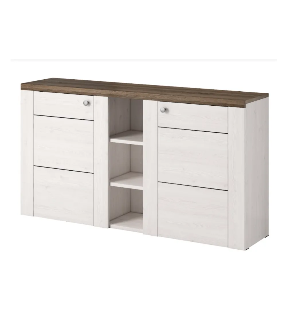 Komoda LARONA 155 cm o wybarwieniu Sonoma Trufel z kolorem Sibiu Larche