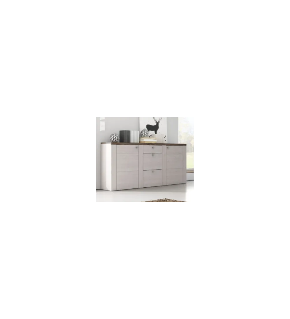 Komoda LARONA 176 cm o wybarwieniu Sonoma Trufel z kolorem Sibiu Larche