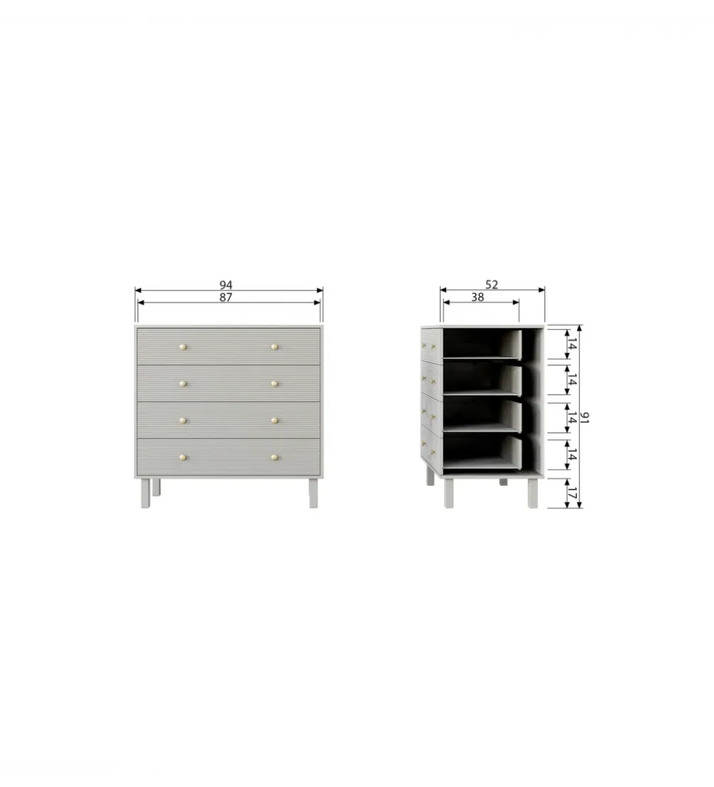 Komoda MADU 91 cm drewno sosna szara
