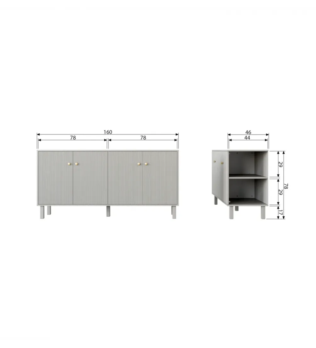Komoda MADU 160 cm drewno sosna szara