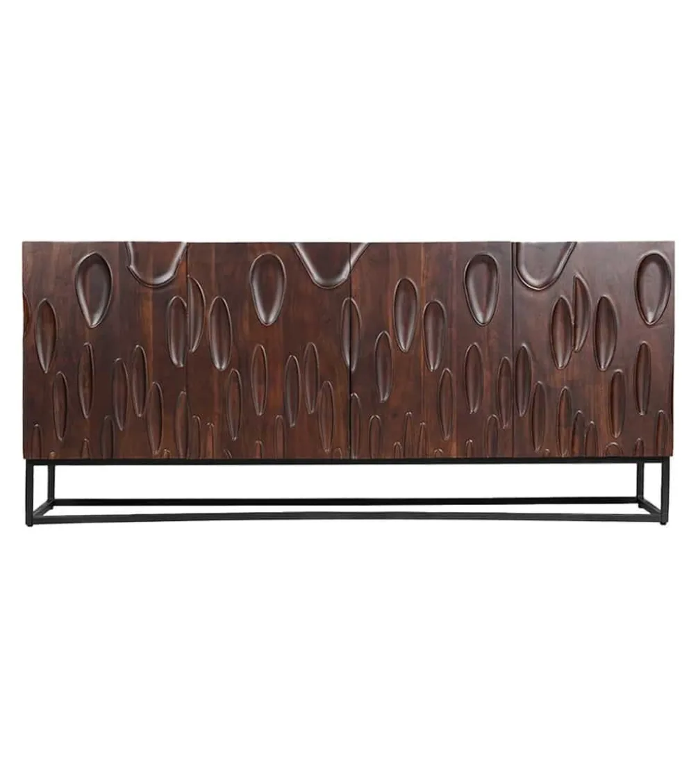 Komoda MIRNO 175 cm drewno akacja w kolorze ciemnego orzecha