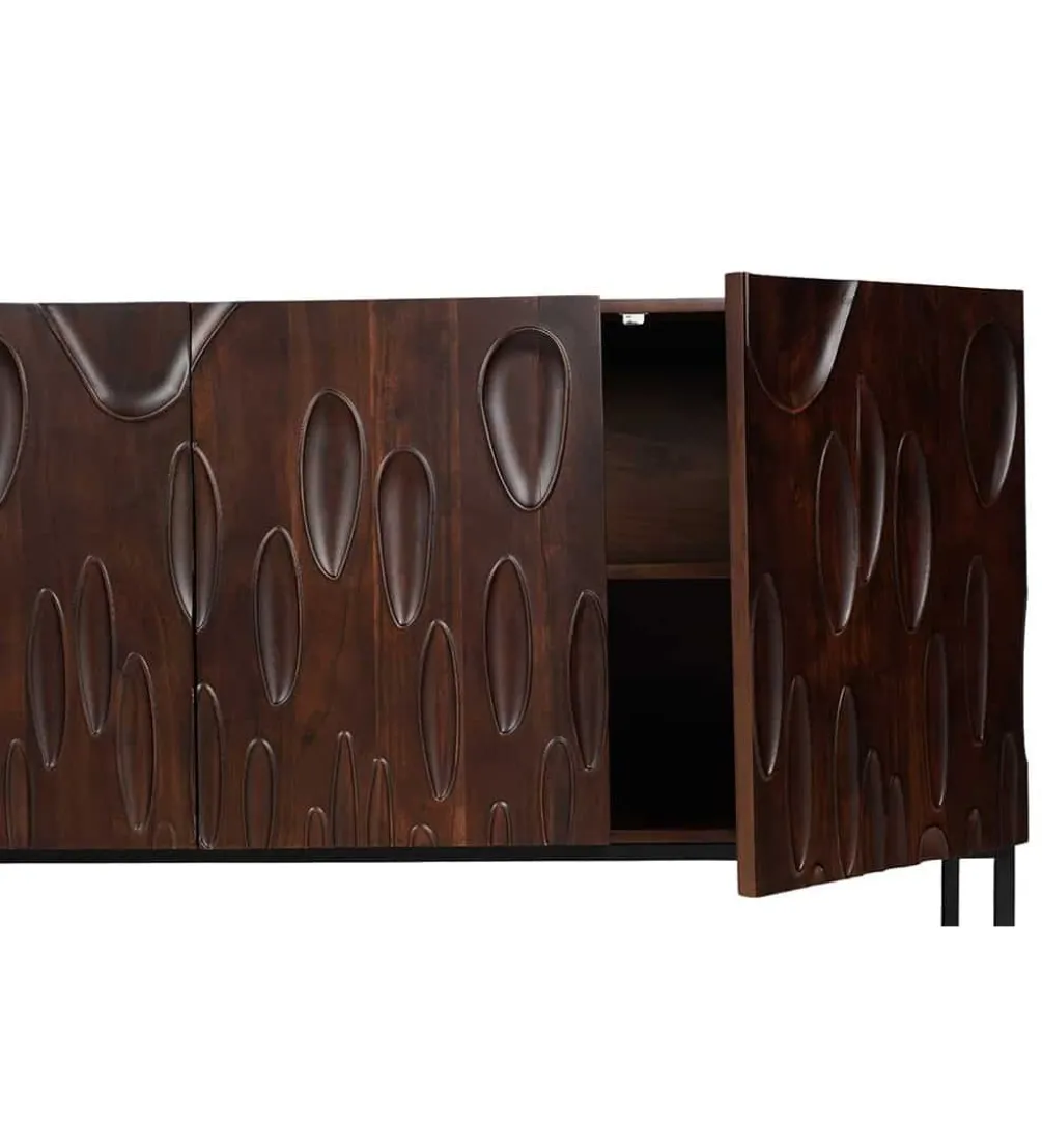 Komoda MIRNO 175 cm drewno akacja w kolorze ciemnego orzecha