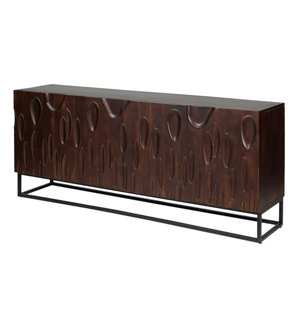 Komoda MIRNO 175 cm drewno akacja w kolorze ciemnego orzecha