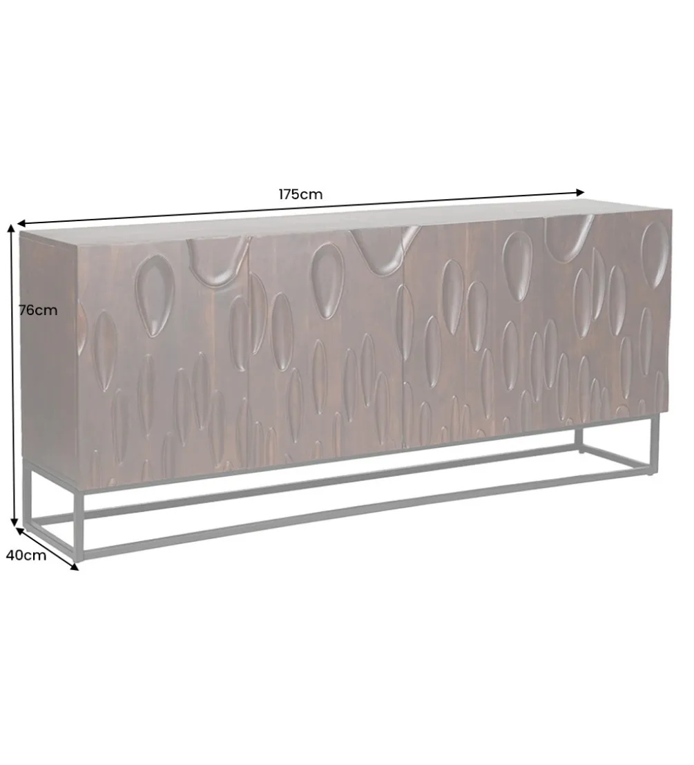 Komoda MIRNO 175 cm drewno akacja w kolorze ciemnego orzecha
