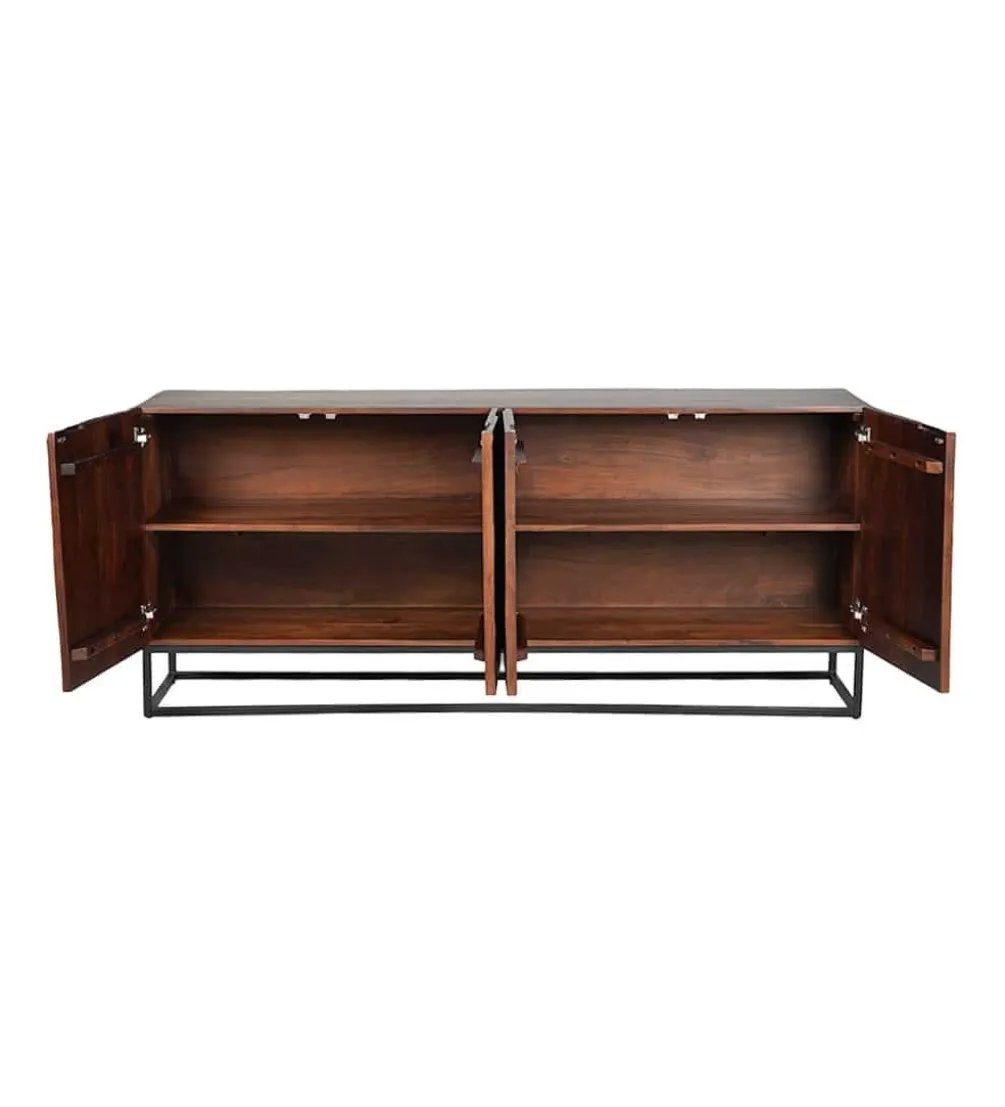 Komoda MIRNO 175 cm drewno akacja w kolorze ciemnego orzecha