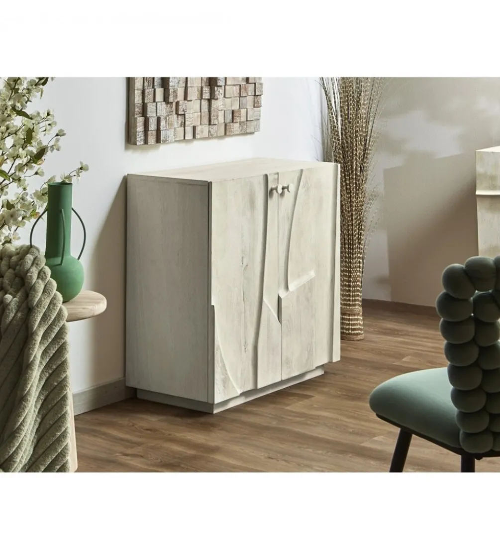 Komoda MUSIM 80 cm drewno mango biały