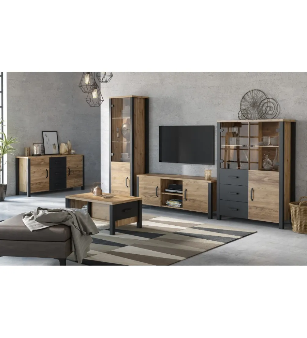 Komoda OLIN WM 192 cm w optyce świerku Appenzeller