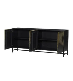 Komoda OXID 180 cm drewno mango czarno złota