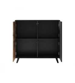 Komoda RANDOM 100 cm w kolorze dąb wotan z kolorem czarnym