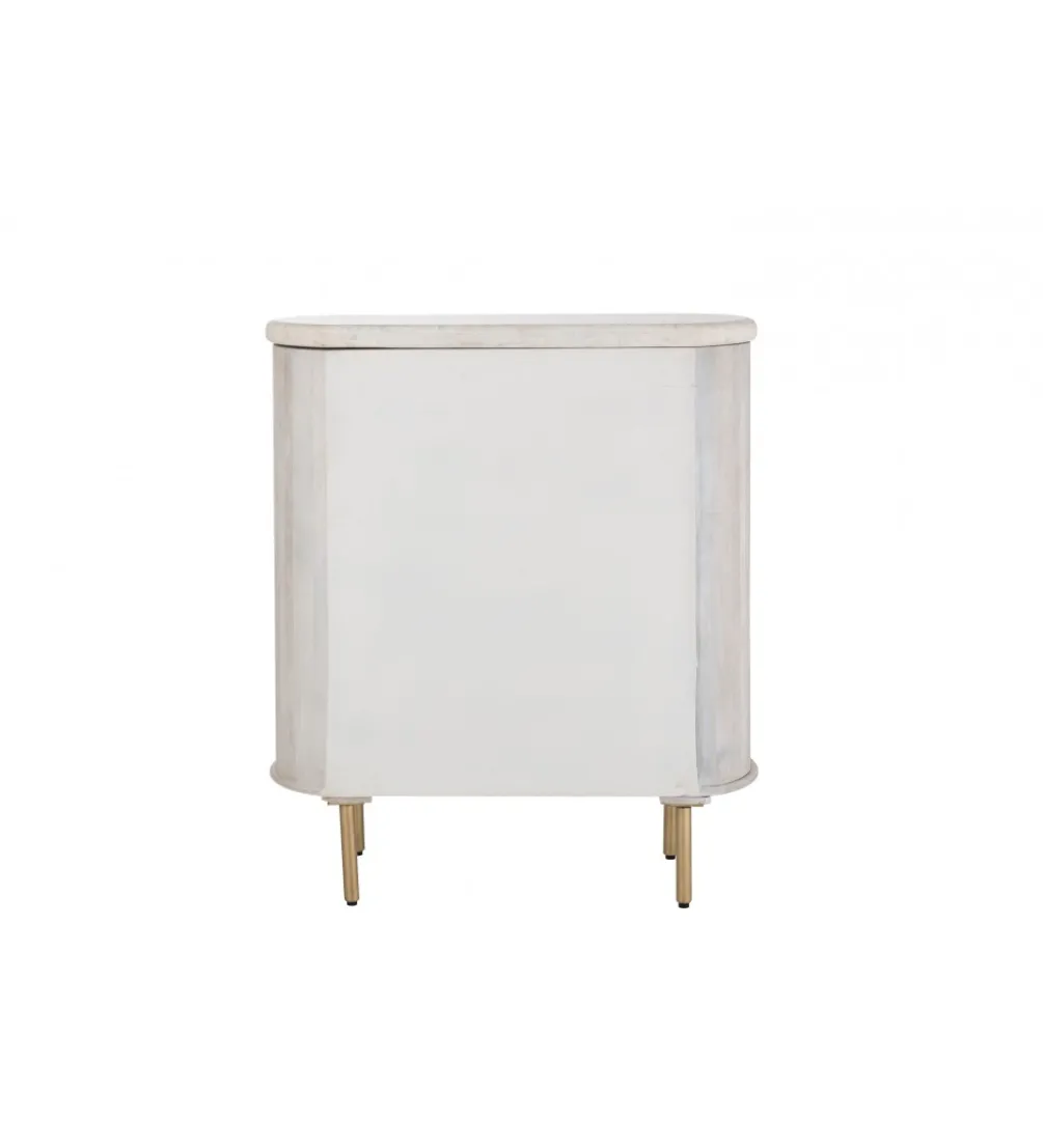 Komoda ROUNDEGO 116 cm blat marmur biały