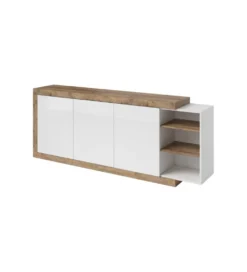 Komoda SINTRA 220 cm biała z dodatkiem koloru Dąb Samdal