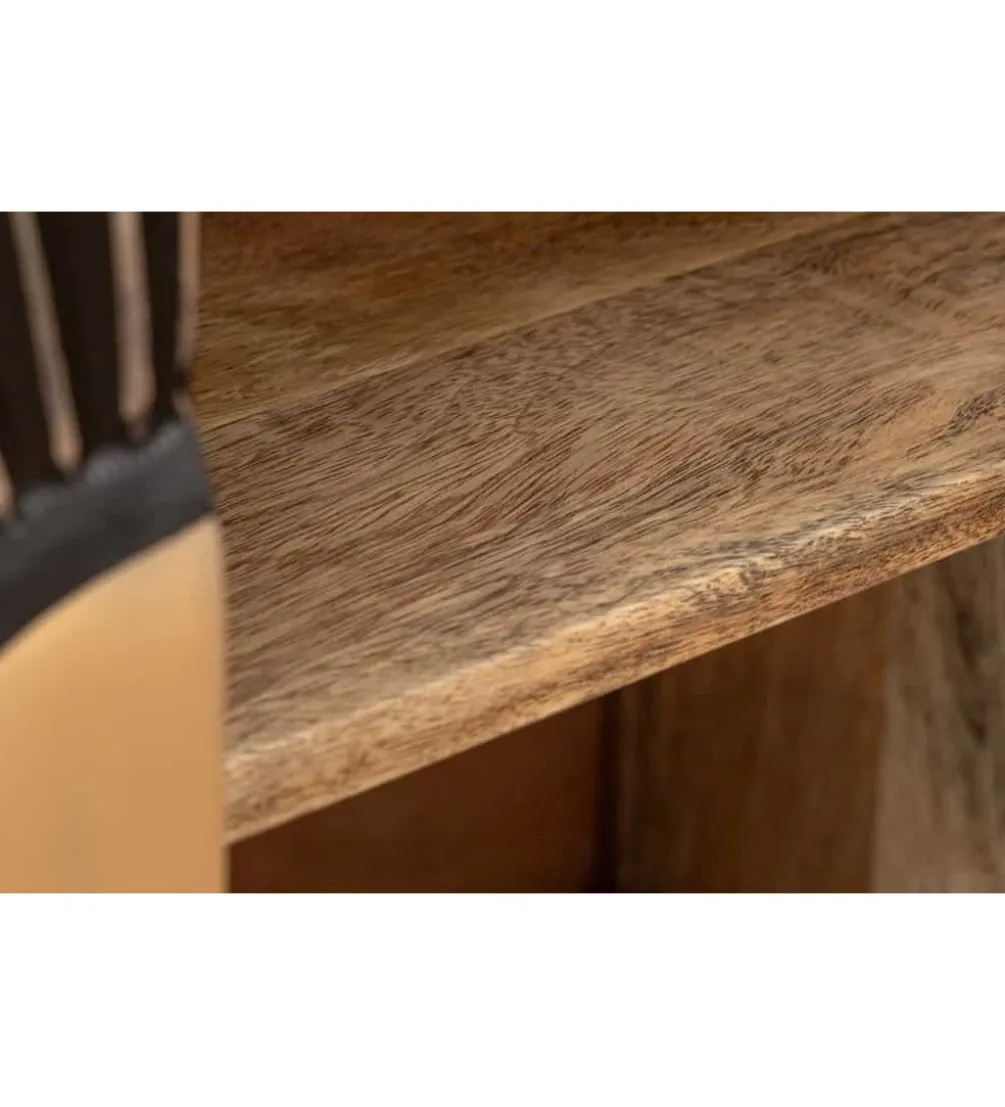 Komoda SOLARIS 180 cm drewno mango w kolorze czarno złotym wzór 3D