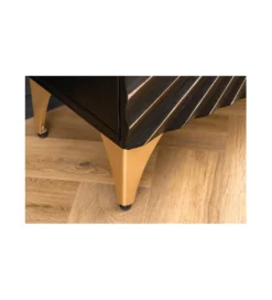 Komoda SOLARIS 180 cm drewno mango w kolorze czarno złotym wzór 3D