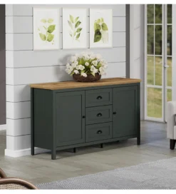 Komoda STANTON 143 cm w optyce dębu Evoke Ciemnozielony