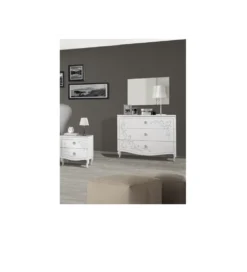 Komoda SWEET 104 cm biała z ozdobnym nadrukiem