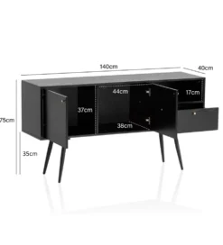 Komoda TAURI 140 cm czarna