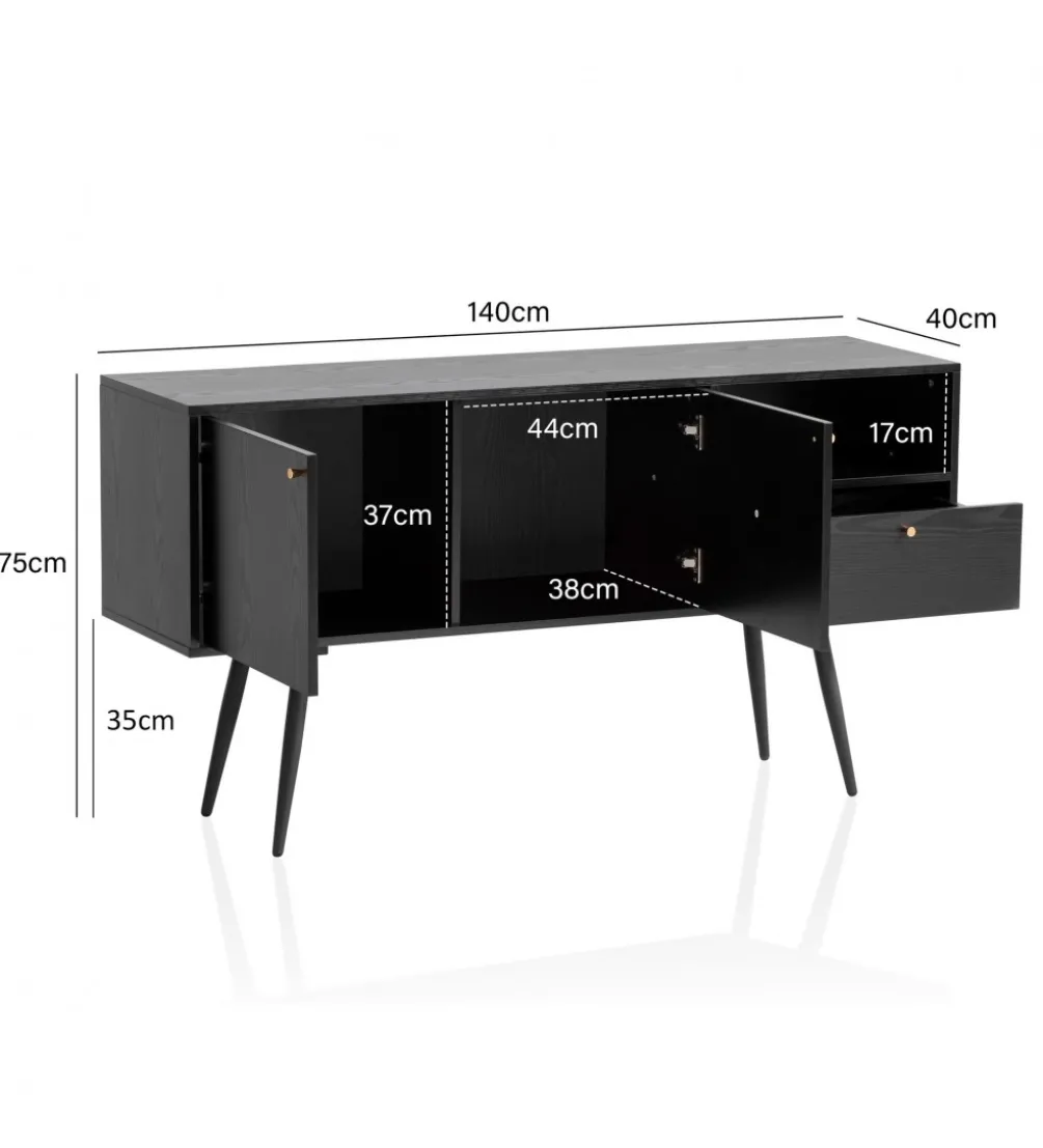 Komoda TAURI 140 cm czarna