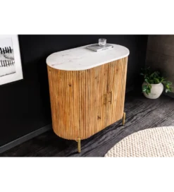 Komoda TRES CHIC 70 cm drewno mango biały marmur blat