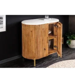 Komoda TRES CHIC 70 cm drewno mango biały marmur blat