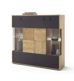Komoda VALENCIA 124 cm antracytowo naturalna