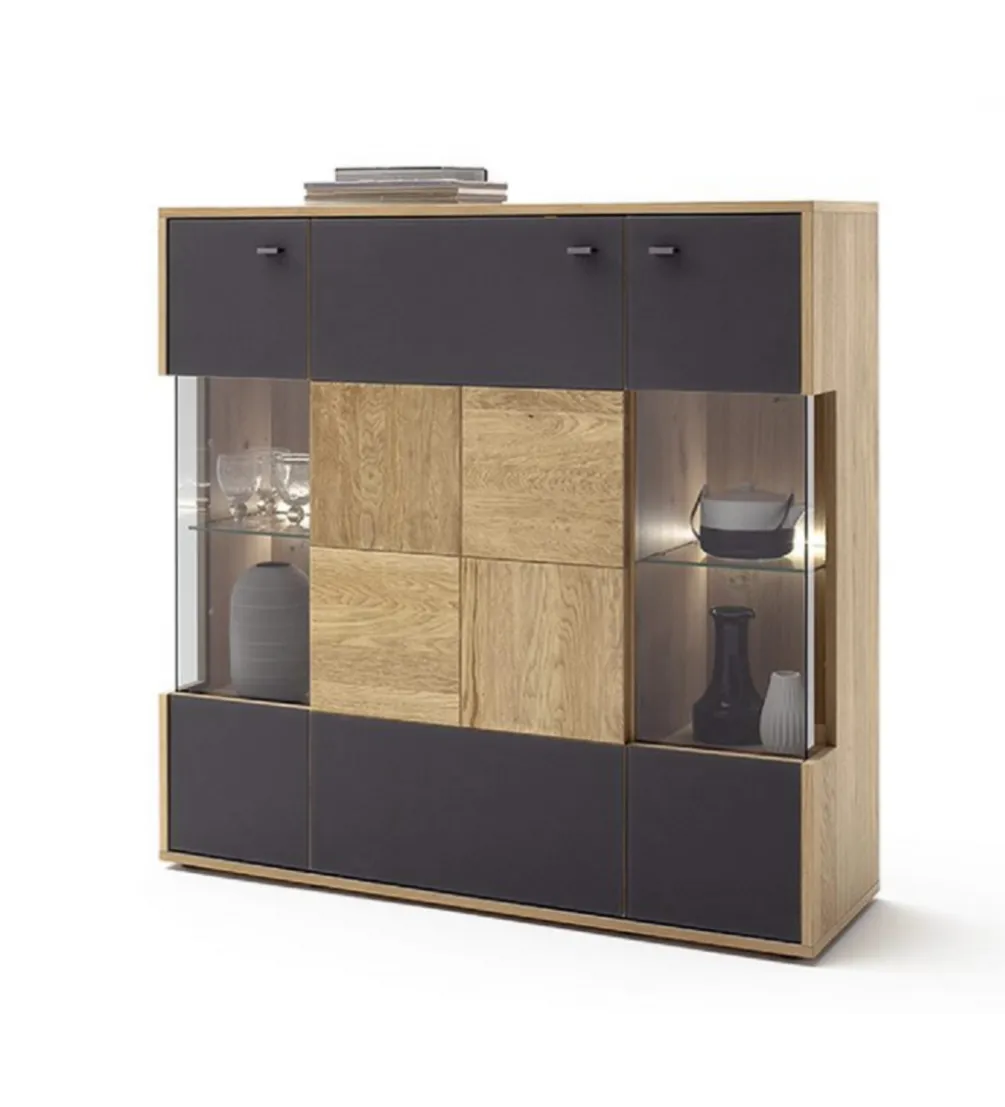 Komoda VALENCIA 124 cm antracytowo naturalna