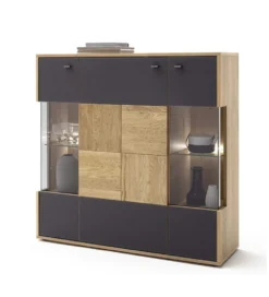 Komoda VALENCIA 124 cm antracytowo naturalna