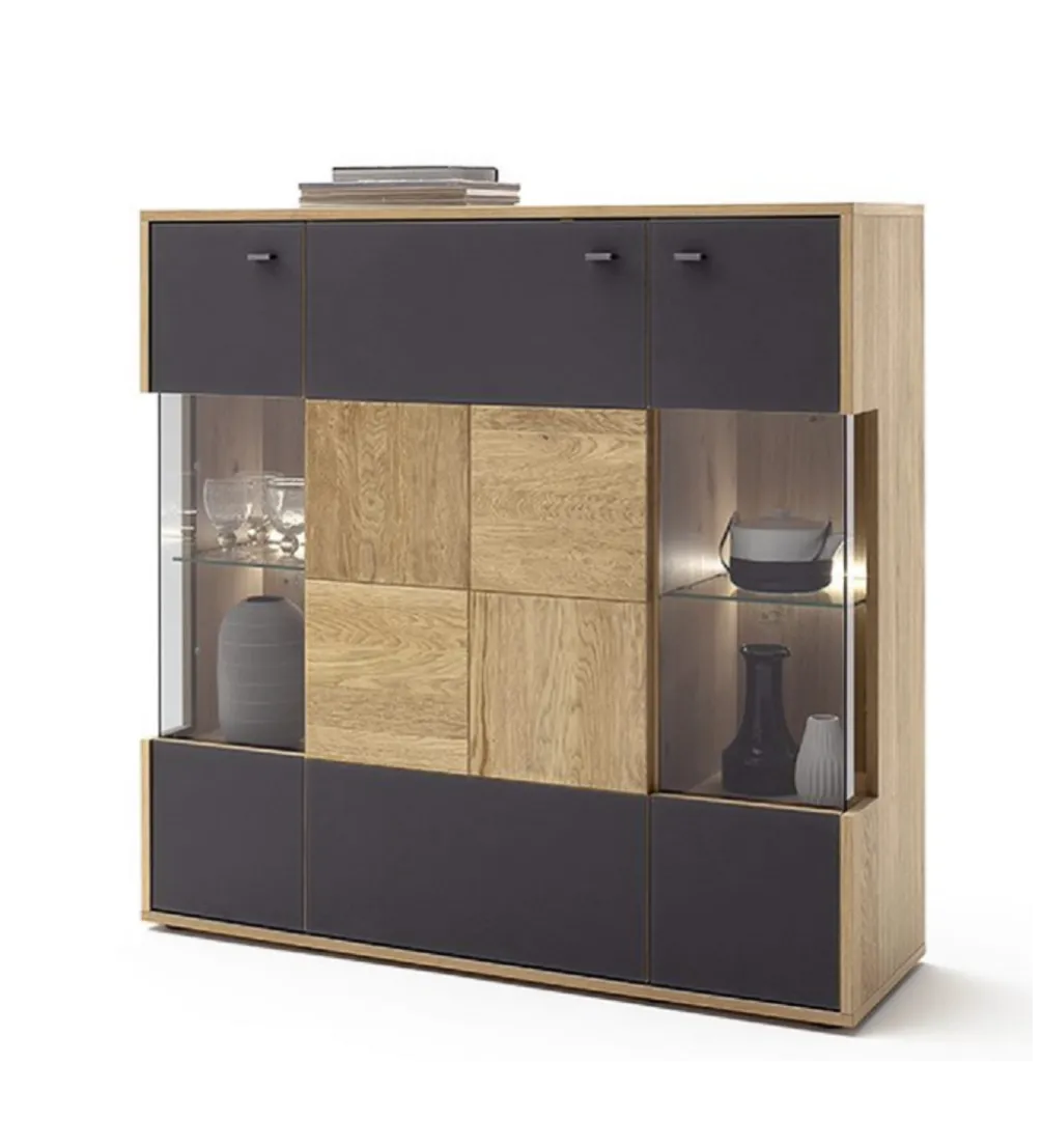 Komoda VALENCIA 124 cm antracytowo naturalna