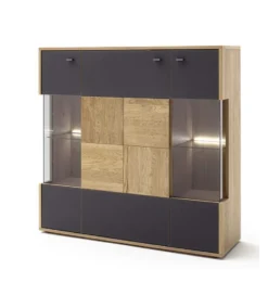 Komoda VALENCIA 124 cm antracytowo naturalna