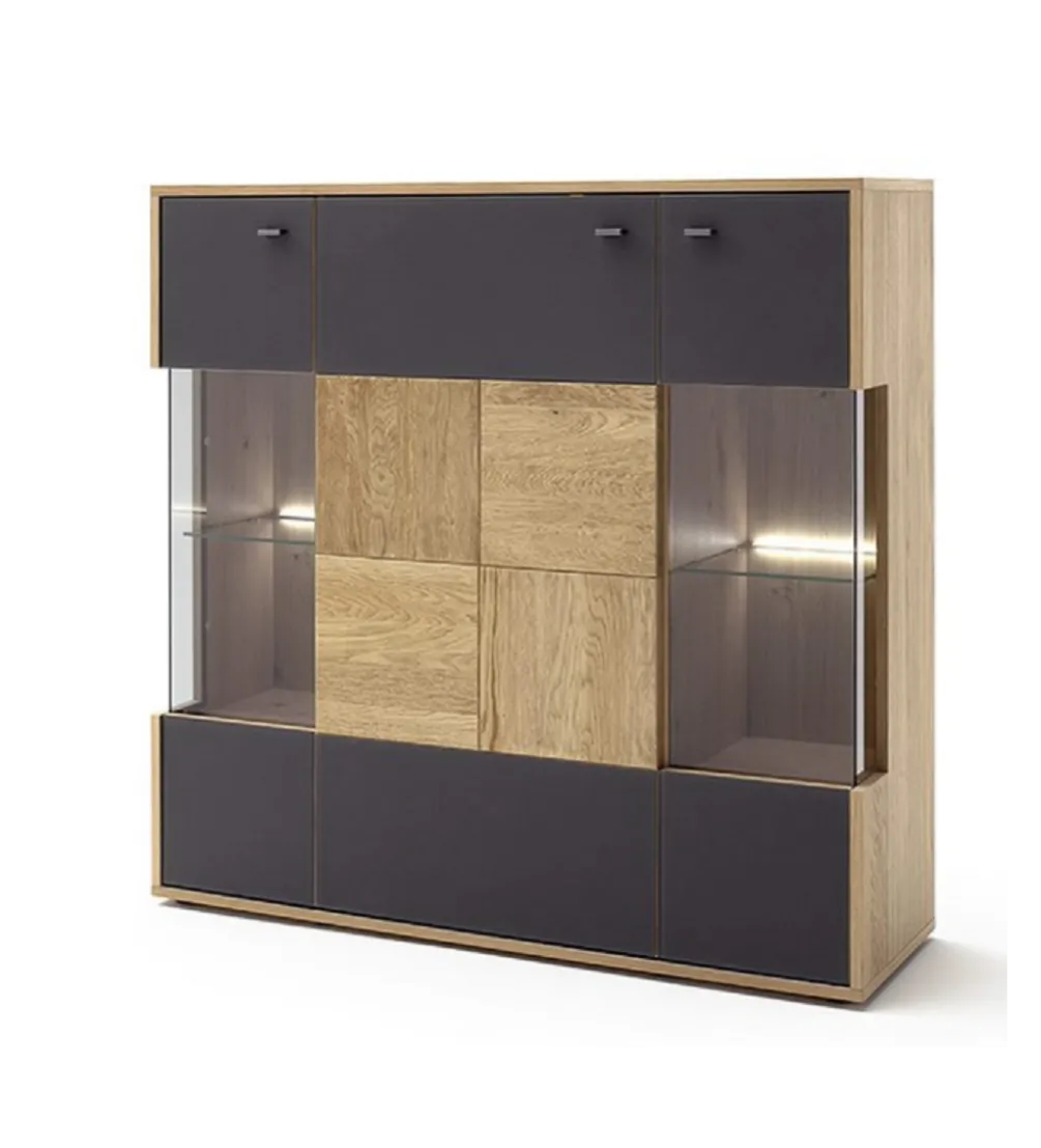 Komoda VALENCIA 124 cm antracytowo naturalna